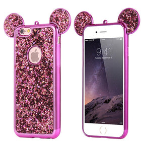 FLOVEME Glitter Cover For iPhone 6 6S Plus iPhone 7 8 Plus X Phone Case Cute 3D Mickey Mouse Coque Capa For iPhone SE 5S S Cases