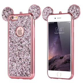 FLOVEME Glitter Cover For iPhone 6 6S Plus iPhone 7 8 Plus X Phone Case Cute 3D Mickey Mouse Coque Capa For iPhone SE 5S S Cases