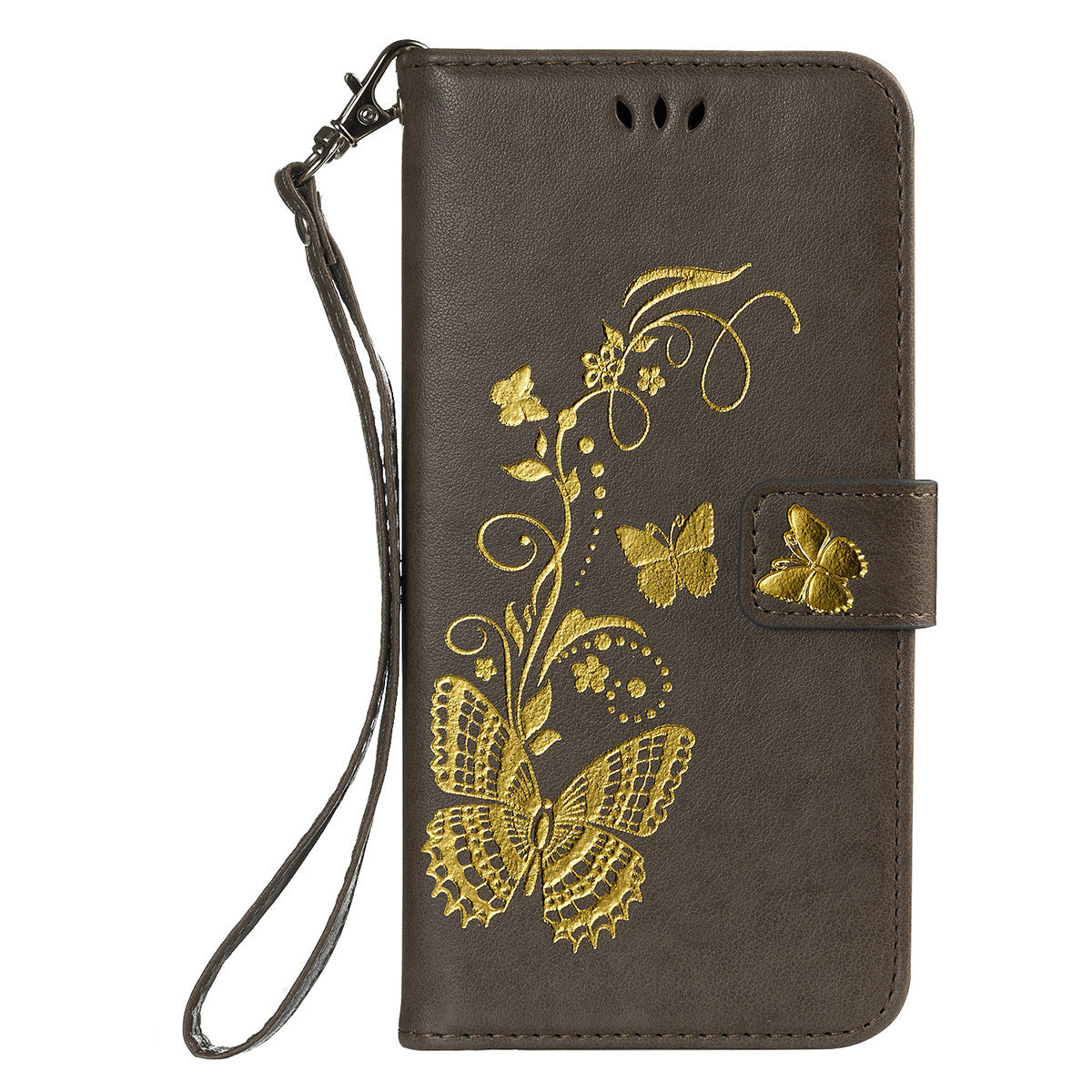 Gilding Butterfly PU Leather Phone Case for Huawei Mate 10 Pro /  Huawei Enjoy 7S/ P Smart