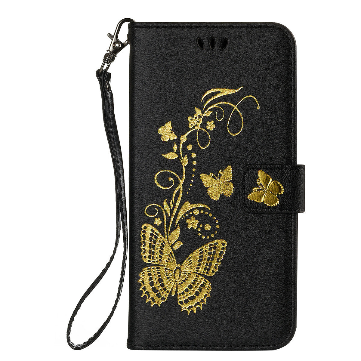 Gilding Butterfly PU Leather Phone Case for Huawei Mate 10 Pro /  Huawei Enjoy 7S/ P Smart