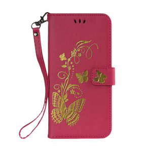 Gilding Butterfly PU Leather Phone Case for Huawei Mate 10 Pro /  Huawei Enjoy 7S/ P Smart