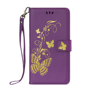 Gilding Butterfly PU Leather Phone Case for Huawei Mate 10 Pro /  Huawei Enjoy 7S/ P Smart