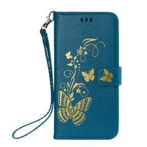 Gilding Butterfly PU Leather Phone Case for Huawei Mate 10 Pro /  Huawei Enjoy 7S/ P Smart