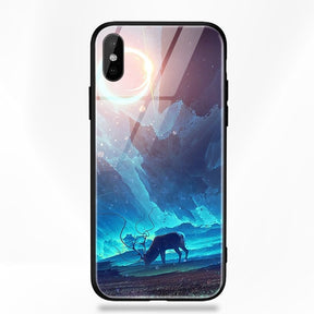 Artisome Star Deer Tempered Glass Case For iPhone X 7 8 6 6S Plus Soft Edge Skin Cover Shockproof Slim Case