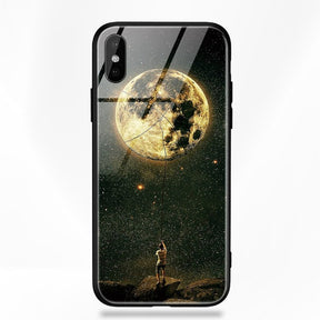 Artisome Star Deer Tempered Glass Case For iPhone X 7 8 6 6S Plus Soft Edge Skin Cover Shockproof Slim Case