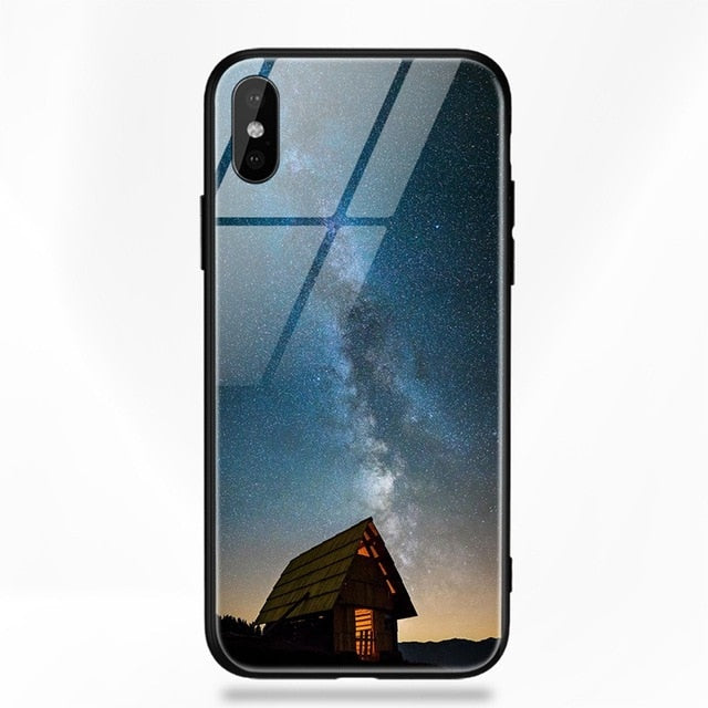 Artisome Star Deer Tempered Glass Case For iPhone X 7 8 6 6S Plus Soft Edge Skin Cover Shockproof Slim Case