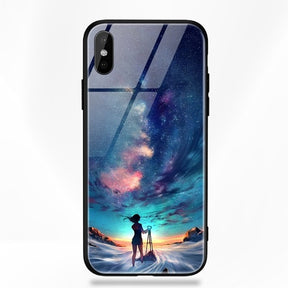 Artisome Star Deer Tempered Glass Case For iPhone X 7 8 6 6S Plus Soft Edge Skin Cover Shockproof Slim Case