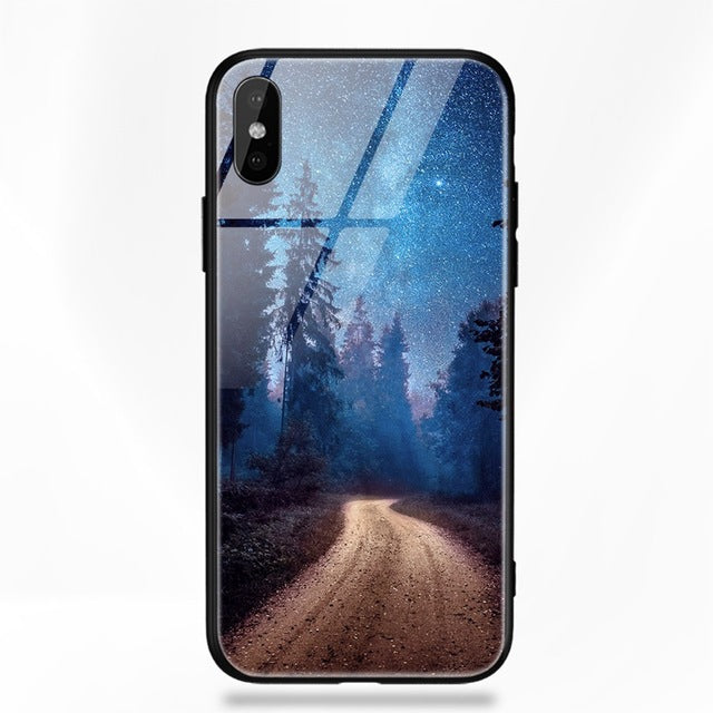 Artisome Star Deer Tempered Glass Case For iPhone X 7 8 6 6S Plus Soft Edge Skin Cover Shockproof Slim Case