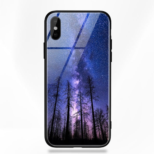 Artisome Star Deer Tempered Glass Case For iPhone X 7 8 6 6S Plus Soft Edge Skin Cover Shockproof Slim Case