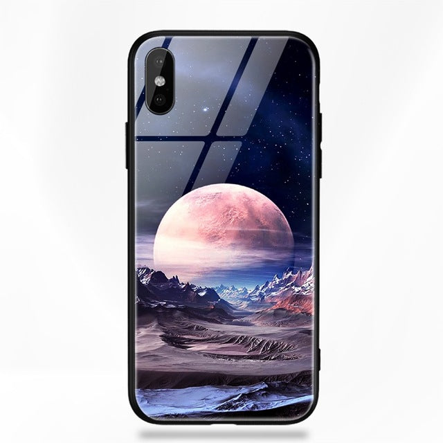 Artisome Star Deer Tempered Glass Case For iPhone X 7 8 6 6S Plus Soft Edge Skin Cover Shockproof Slim Case