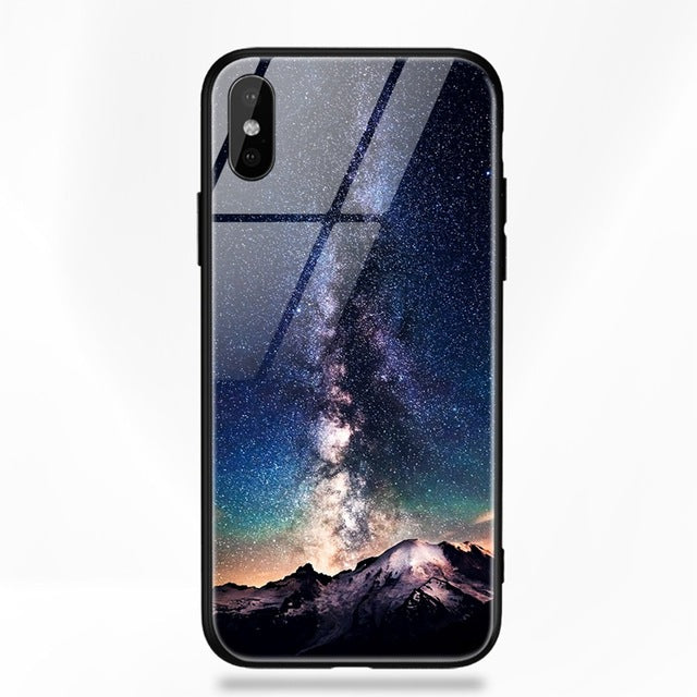 Artisome Star Deer Tempered Glass Case For iPhone X 7 8 6 6S Plus Soft Edge Skin Cover Shockproof Slim Case