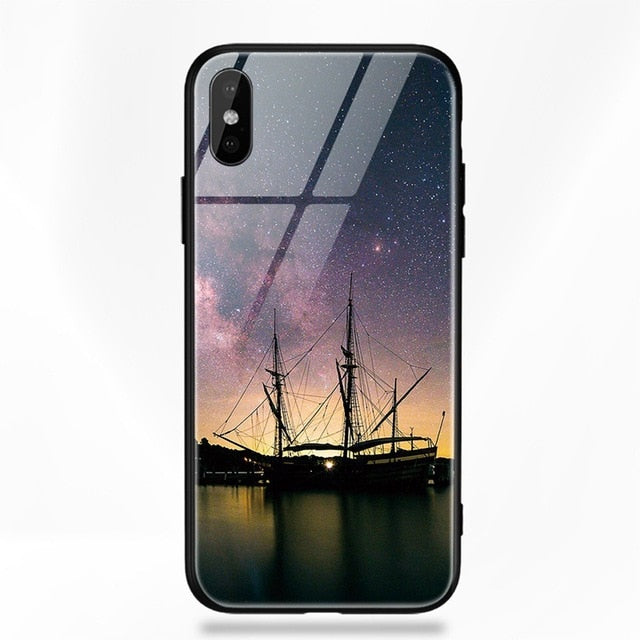 Artisome Star Deer Tempered Glass Case For iPhone X 7 8 6 6S Plus Soft Edge Skin Cover Shockproof Slim Case