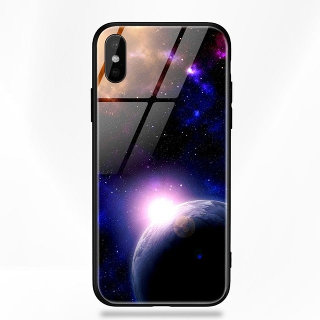 Artisome Star Deer Tempered Glass Case For iPhone X 7 8 6 6S Plus Soft Edge Skin Cover Shockproof Slim Case