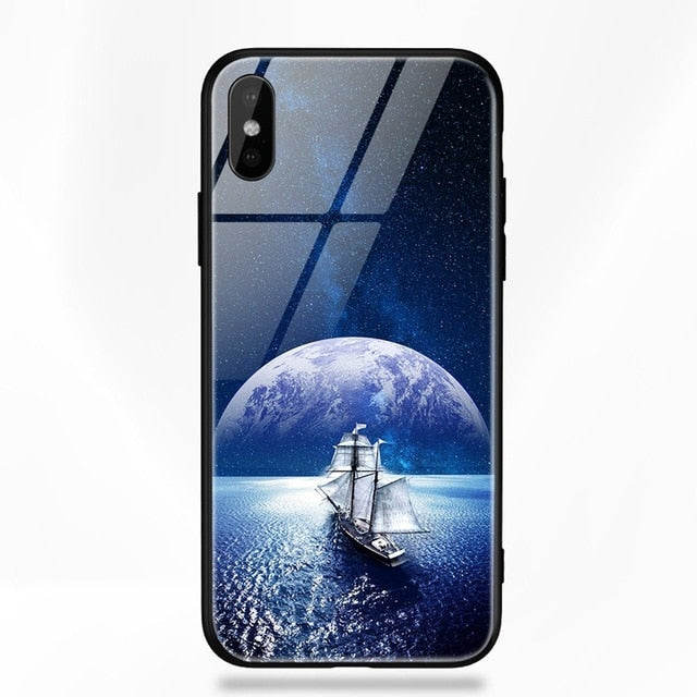 Artisome Star Deer Tempered Glass Case For iPhone X 7 8 6 6S Plus Soft Edge Skin Cover Shockproof Slim Case