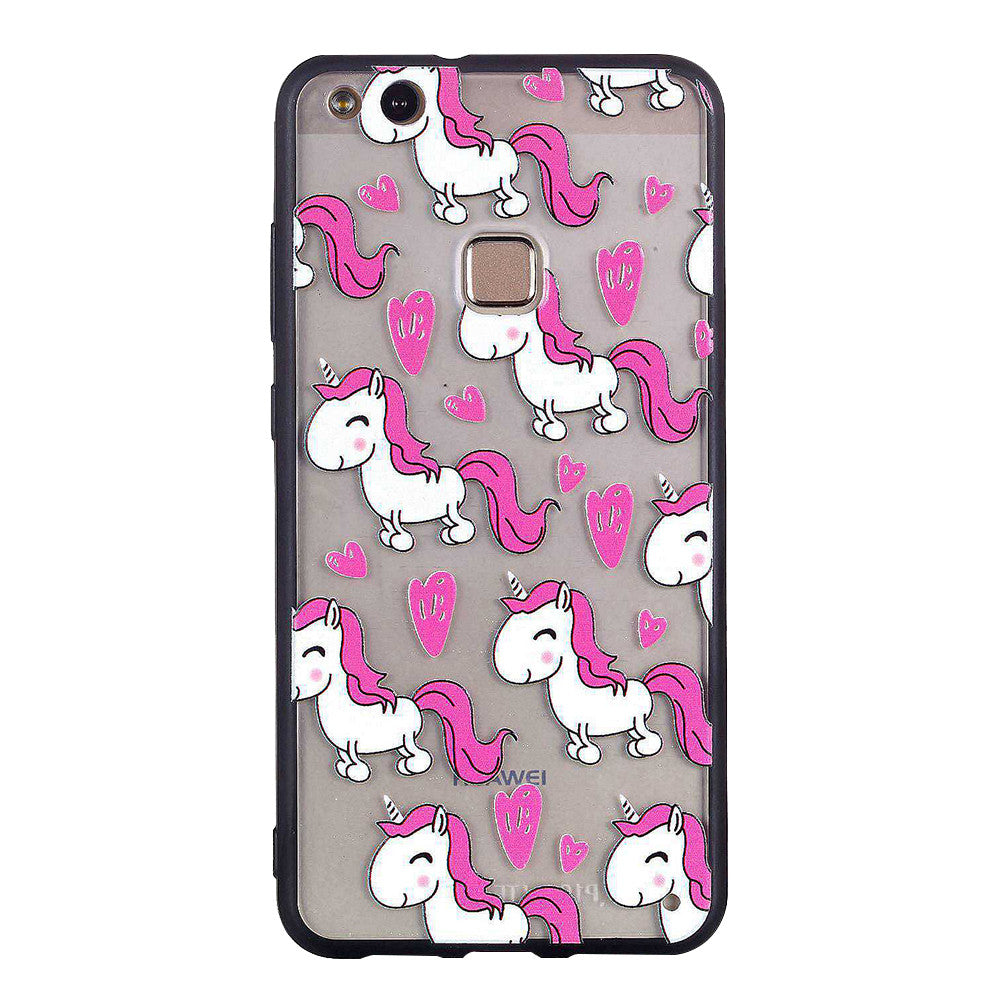 Fashion Loving Heart Unicorn Soft Ultrathin TPU Case Embossment Design Phone Case Shell for Huawei