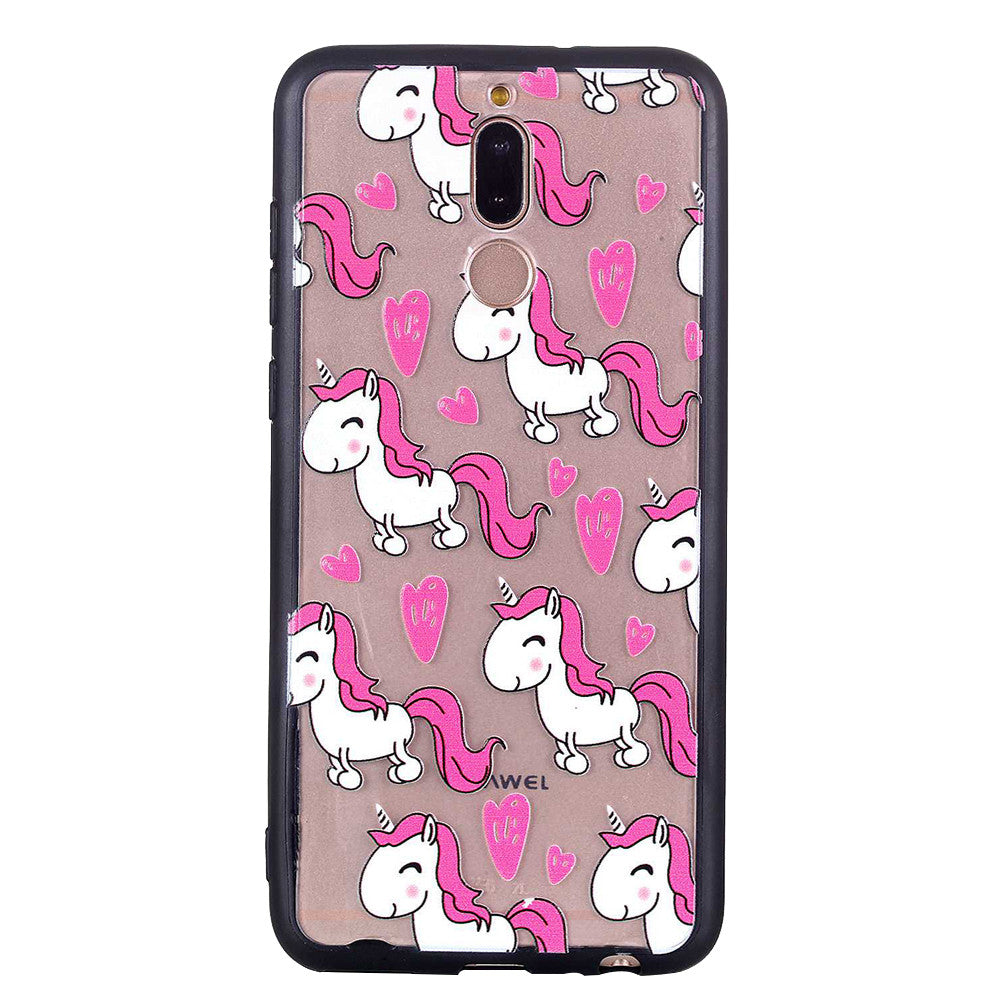 Fashion Loving Heart Unicorn Soft Ultrathin TPU Case Embossment Design Phone Case Shell for Huawei