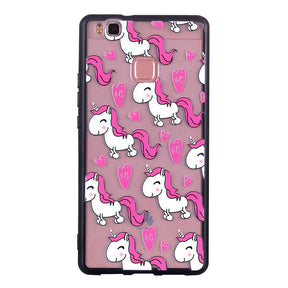 Fashion Loving Heart Unicorn Soft Ultrathin TPU Case Embossment Design Phone Case Shell for Huawei